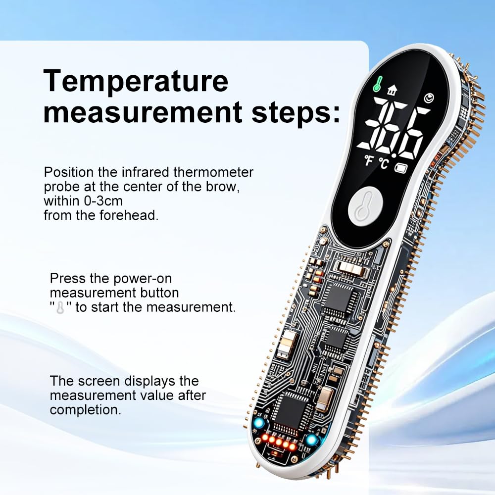 Thermomètre Frontal Sans Contact, Thermometre Bebe, Thermomètre Numérique Infrarouge pour Adultes, Lecture Précise avec Ecran LCD,°C/°F,Alerte Fièvre, Mesures Rapides et Précises (Crème)