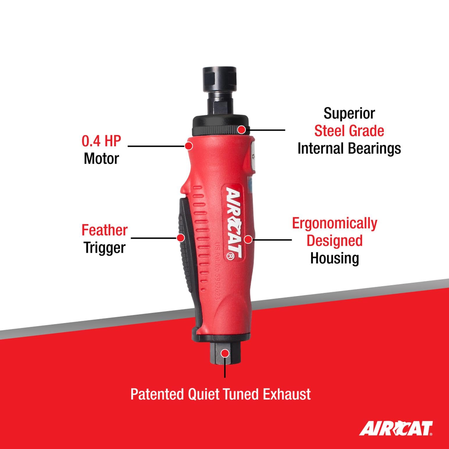 AIRCAT Pneumatic Tools 6200: .4 HP Mini Straight Die Grinder 20,000 RPM - Image 2