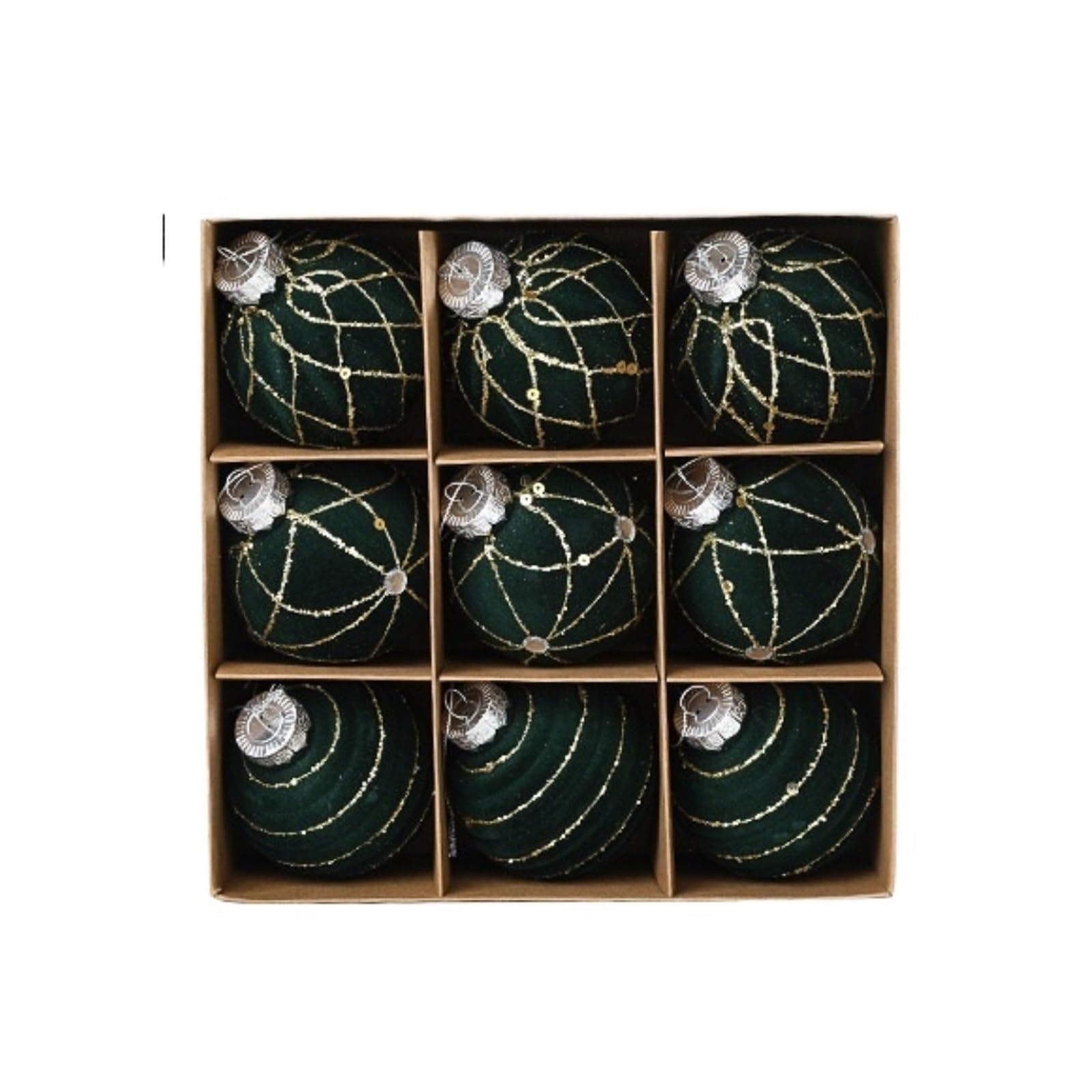 Bolas de Navidad Decoracion Juego de 9 Bolas navideñas flocadas de 8 cm for Colgar en el árbol, decoración de escenas DIY(8CM Green)