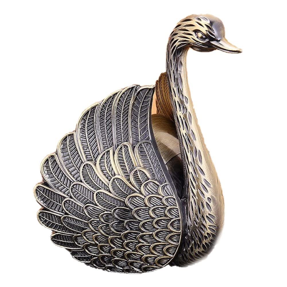 Cendrier en forme de cygne ornement de bureau en métal ciselé