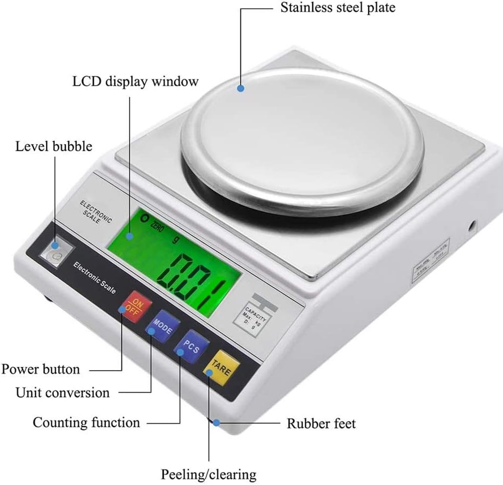 Digital Precision Electronic Scale Accurate Balance Laboratory High for Lab Pharmacy Jewelry Store Chemical Plant 13 Unit,600g/0.01g