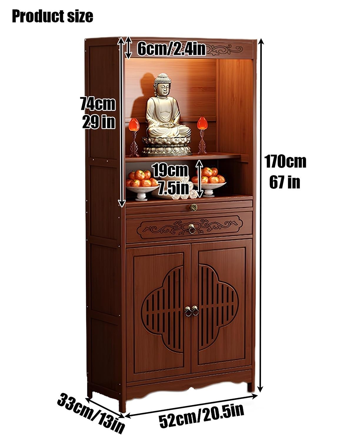 Mobile Altare, Tavolo Altare Per Meditazione, Altare Buddista, Cinese Con Piedistallo E Tavolo Per Offerte(52cm/20.5in)