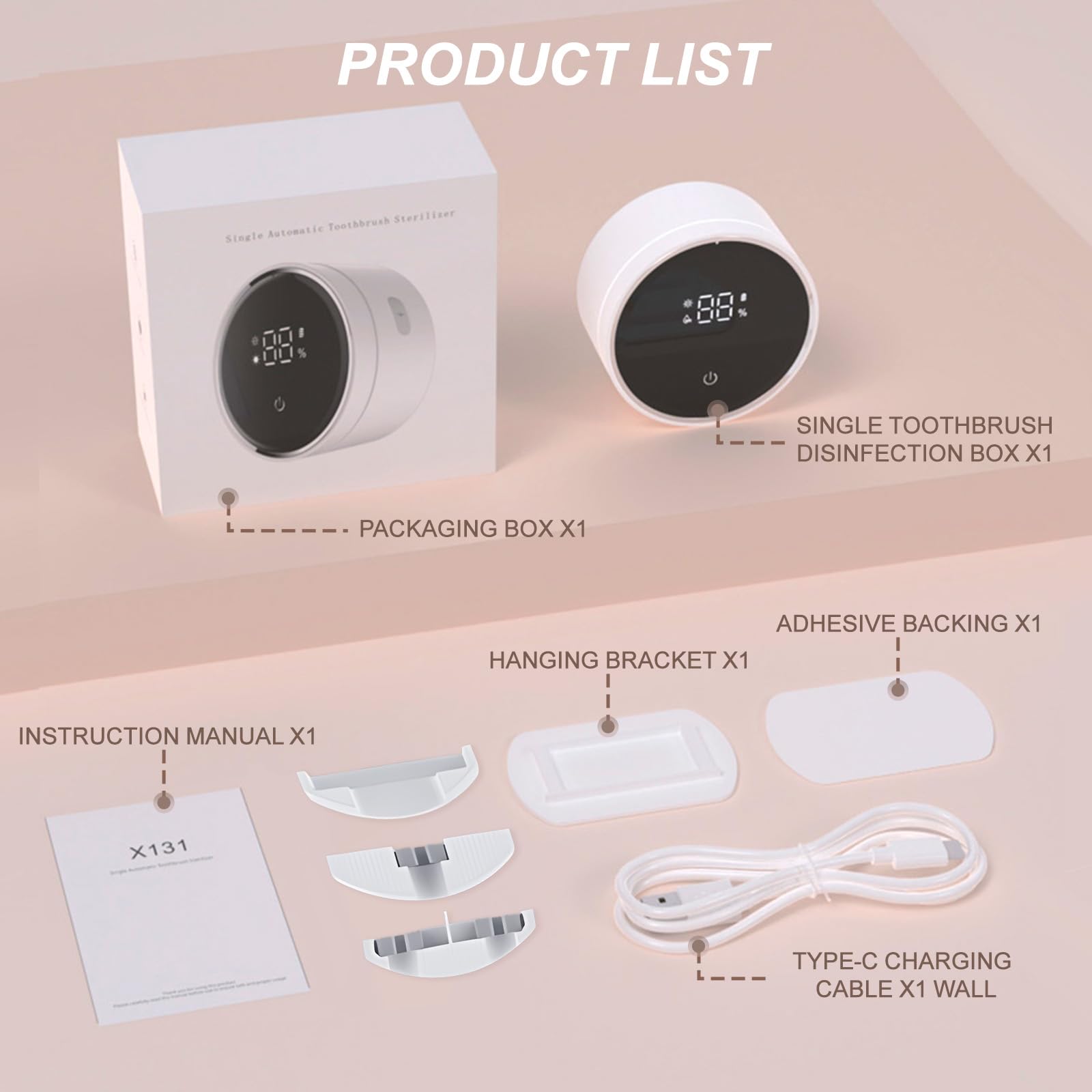 Roadtime Desinfectante Cepillo Dientes con UV,Soporte para EléCtrico De Dientes con Secado,Esterilizador Cepillo Dientes De Baño Montado En La Pared,Carga De 1000 Mah, Función De Tiempo