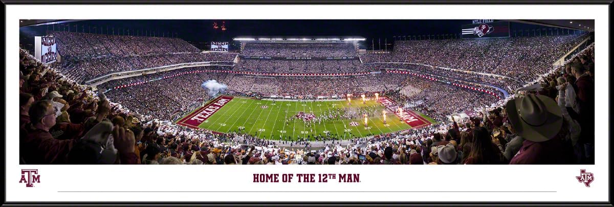 Texas A&M Football, Night Game - Unframed Poster by Blakeway Panoramas (40"W x 13.5"H)