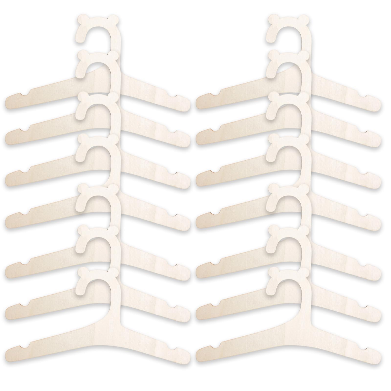 Weilin 16 Pcs Baby Hangers, Wooden Baby Clothes Hangers for Newborn Clothes, Pants, Dresses, Blouses, Space Saving and Cute Animal Shaped Hooks
