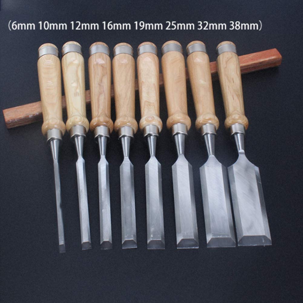 Chisels, Carbon Steel Carving Firmer Gouge Wood Chisel Set DIY Woodworking Handle Carpentry Tools Pack of 8 pcs