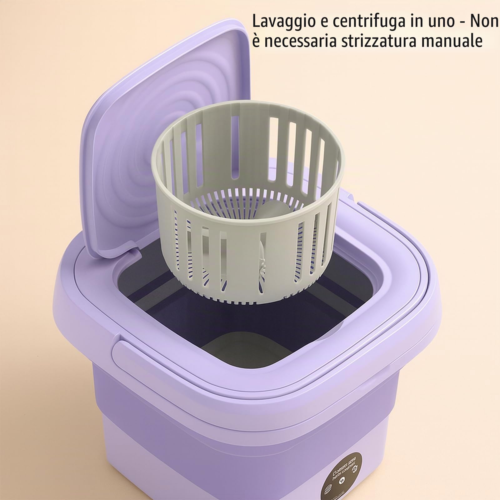 Mini Lavatrice Portatile 8L Pieghevole Motore Silenzioso Lavaggio Veloce per Vestiti Neonati, Biancheria Intima e Delicati, Dormitorio da Viaggio