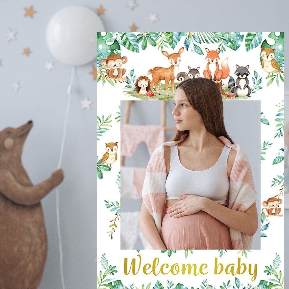Sfondo per baby shower a tema bosco, striscione per baby shower a tema bosco, decorazioni a tema bosco per bambino e bambina, sfondo per festa di compleanno a tema animali