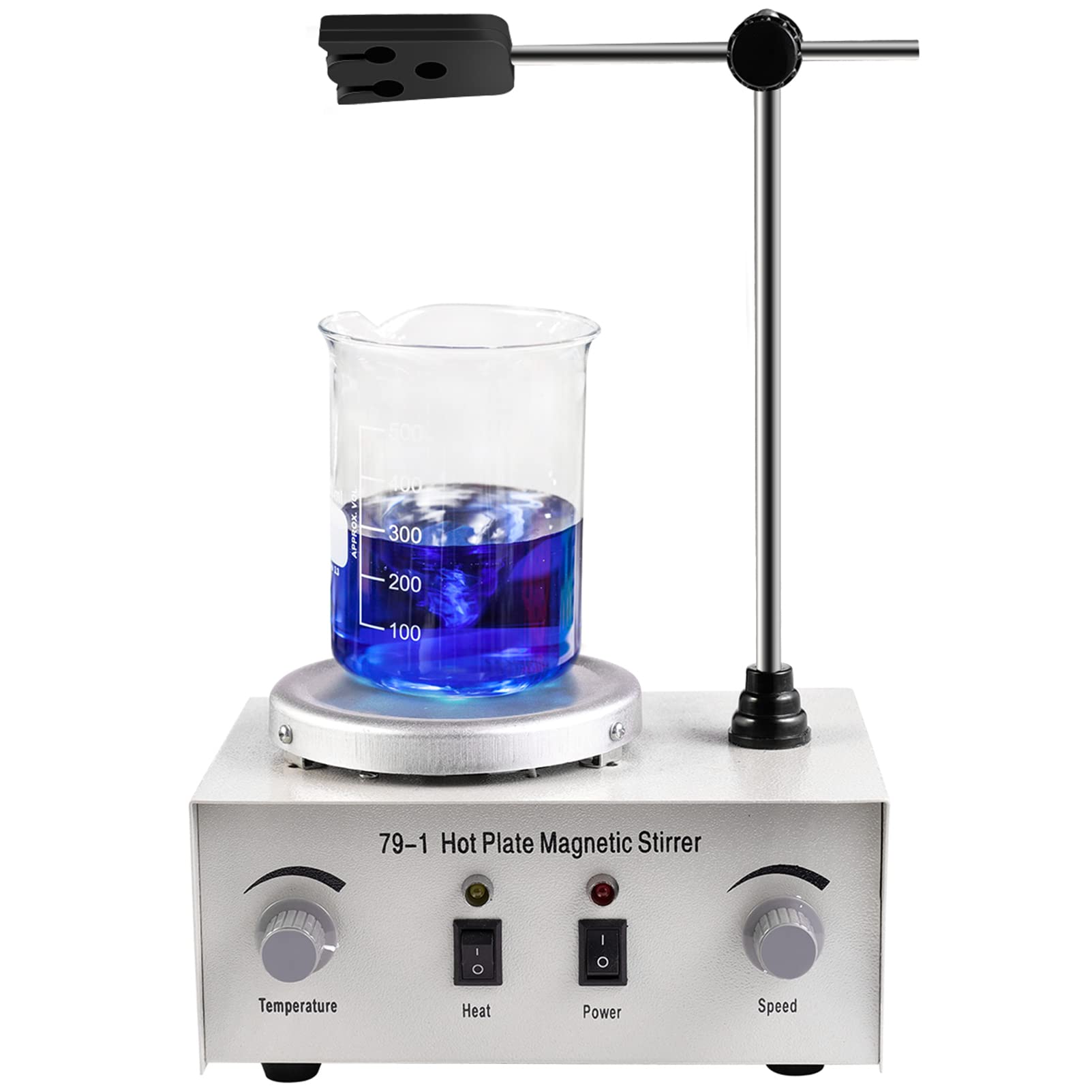 Mezclador De Control Dual De Calentamiento De Laboratorio, Máquina Mezcladora De Laboratorio De Agitador Magnético De Calentamiento, Agitador Magnético De Placa Caliente De 250W 1000ml, 0-2400RPM