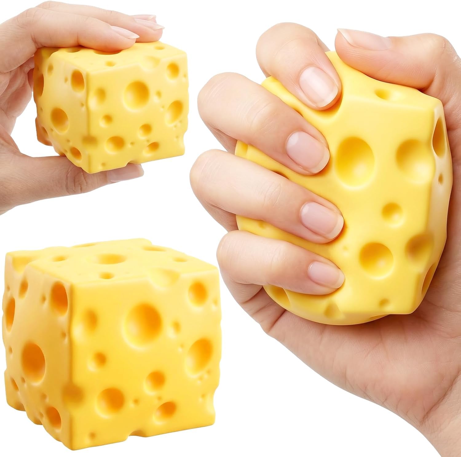 2PCS Cheese Squishy, Squishy Toy Slow Rising, Cheese Shaped Squishy Toy, Collectible Desktop Decoration, Stress Relief Novelty Toy Gift for Adults & Kids (6CM)-image-2