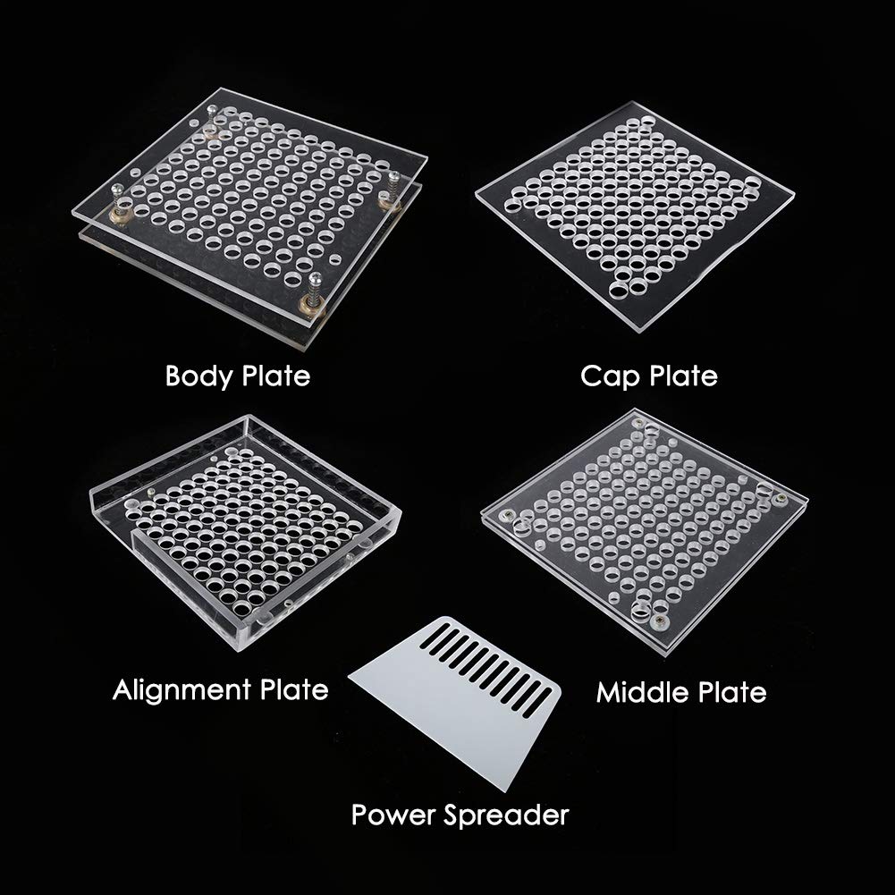 Relleno de cápsulas Placas de cápsulas vacías con espacio de esparcidor para 100 cápsulas herramienta de llenado semiautomática a prueba de fugas 8 tipos(3#)