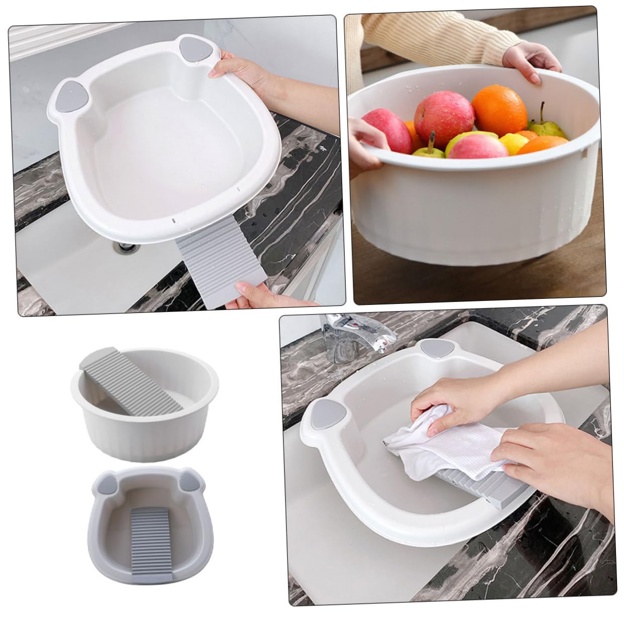 Vaguelly 2stücke Waschbecken Für Babykleidung Mit Waschbrett Tragbare Waschwanne Aus Kunststoff Rutschfeste Waschbrettbecken Für Zuhause Und Unterwegs Doppelbecken-design Für