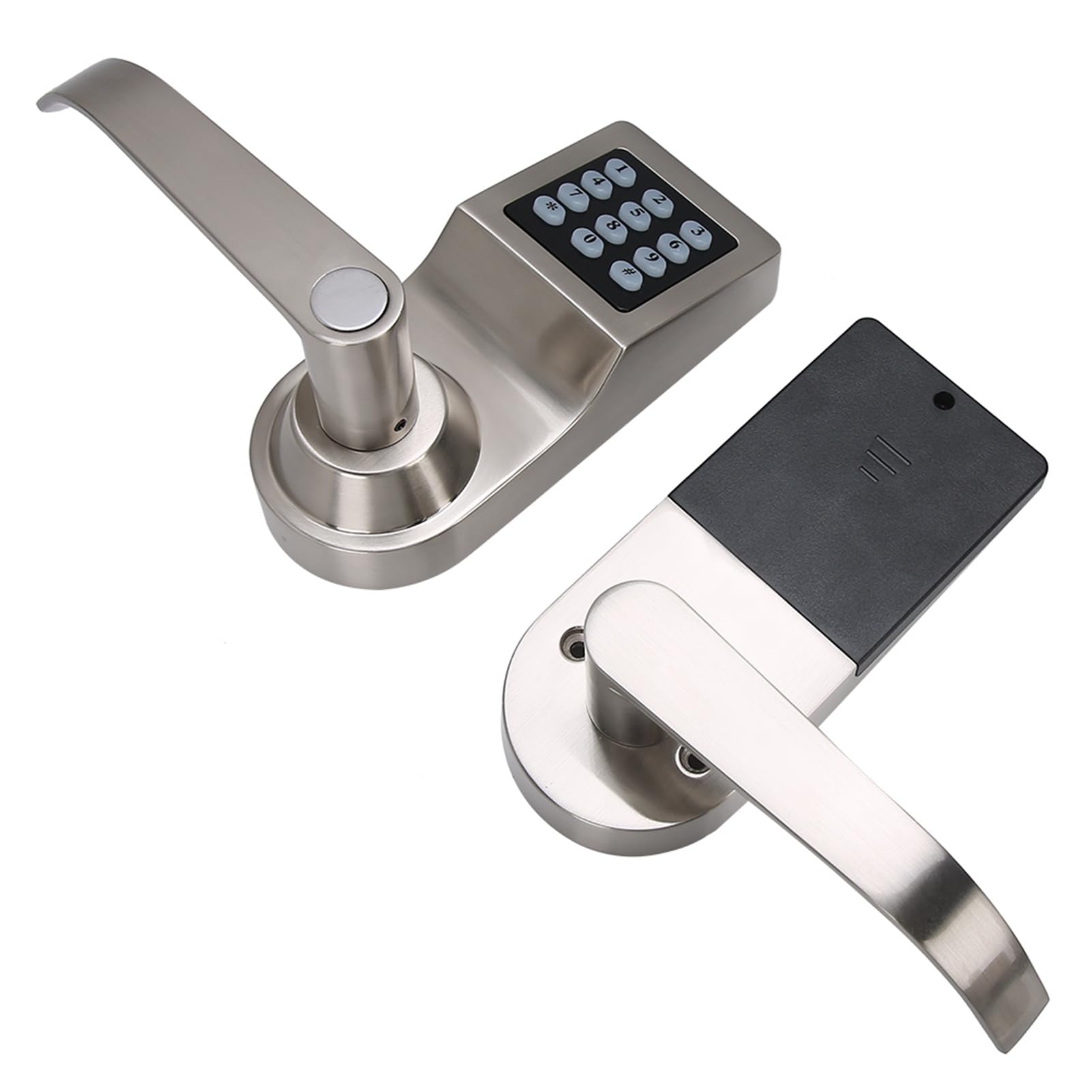 Fafeicy Codiertes Schloss, Intelligentes Türschloss mit IC-Kartenpasswort und Schlüsseleingabe, Sicherheitsschloss aus Zinklegierung für Wohnungen, Häuser, Büros, 30–65 Mm Dicke Türinstallation