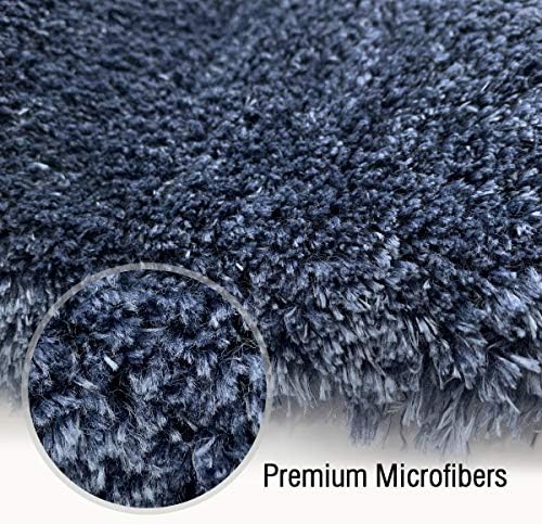 ITSOFT Non-Slip Bath Mat Water Absorbent Densely Woven Shaggy Soft Microfibers Bathroom Mat, Machine Washable, 60 x 100 cm Blue