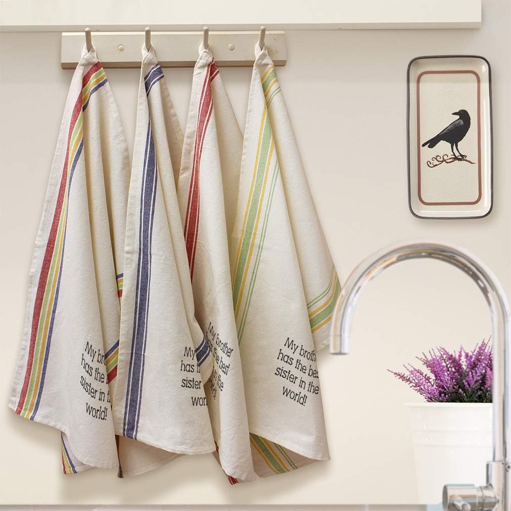 Custom Decor Kitchen Towels My Brother Has The Best Sister in World Family & Friends Sister Cleaning Supplies Dish Towels Multi Stripe Design Only