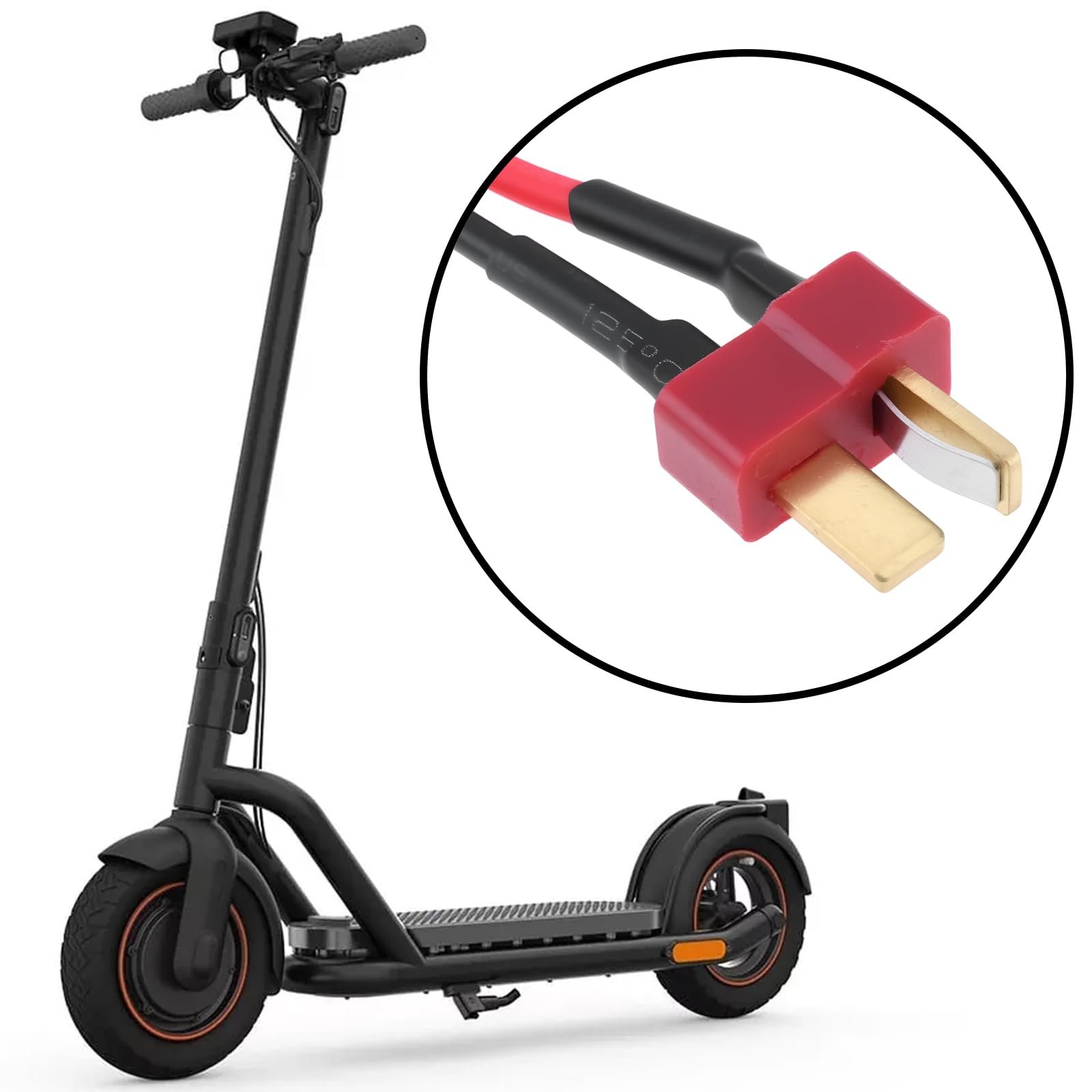 Câble de Charge pour Trottinette électrique avec Connecteur en T à 3 Broches 19 Cm Compatible avec Les Trottinettes électriques