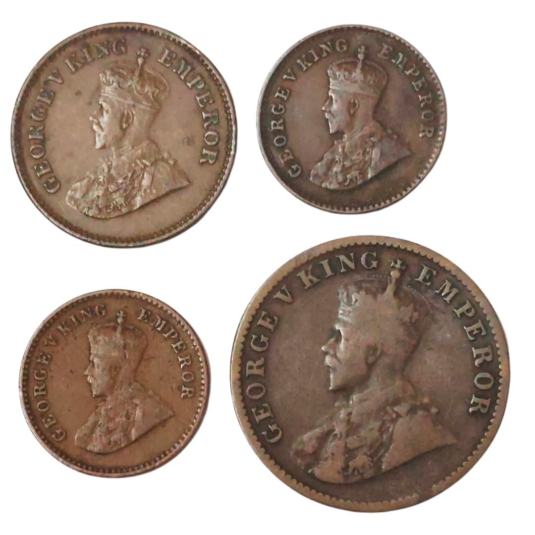 ShubhCoins George V Bronze- Rare Set of 4 Coins, Mix Years, Rare Old Coins of India Set, Very Fine+ Condition- Best for Kids Coin Collection |British India|-image-11