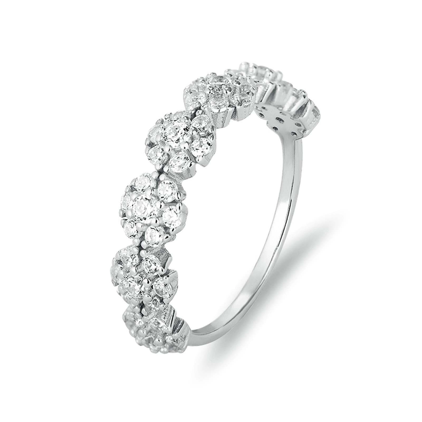 KnSam Anillos de boda Au750 de oro blanco, con diseño de flores de laboratorio, para parejas de oro 750, talla 62 (19,7)