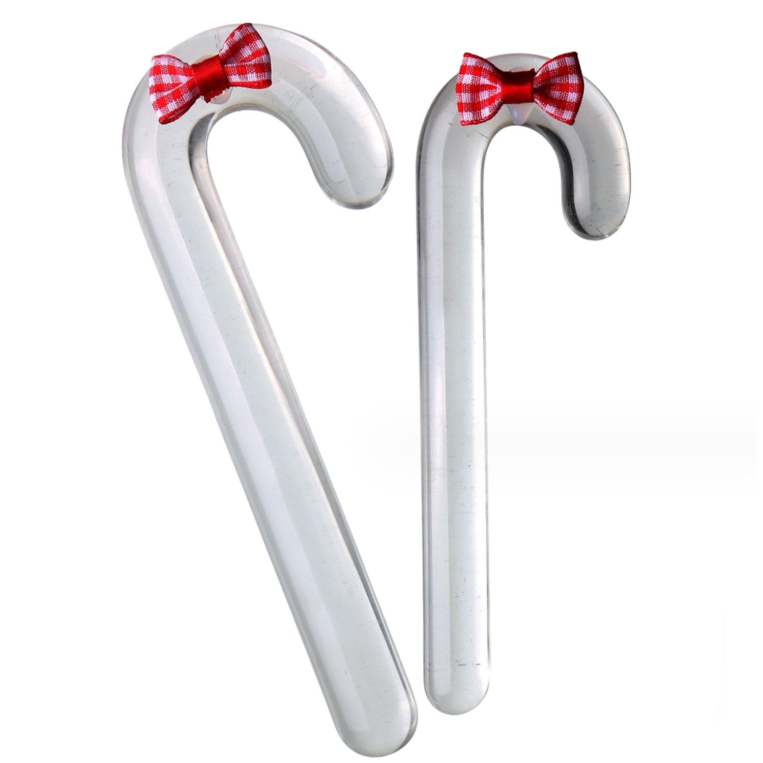 Glass Sex Toy Wand Double-Ended Butt Plug Anal Beads G-spot Stimulation to Dildo Christmas Gift Candy Cane Unisex Anal Butt Plug for Men Women (17.5cm, Candy A): 16cm Bow