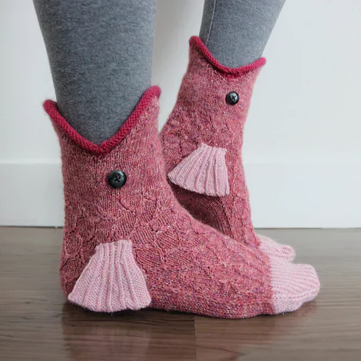 Calcetines de Cocodrilo de Punto para Mujeres Hombres, 3D Calcetín Navideño con Patrones de Punto, Dibujos Invierno Calcetines de Punto, Casual Suave Personalidad Espesar Calceti(Size:2 pairs yellow)