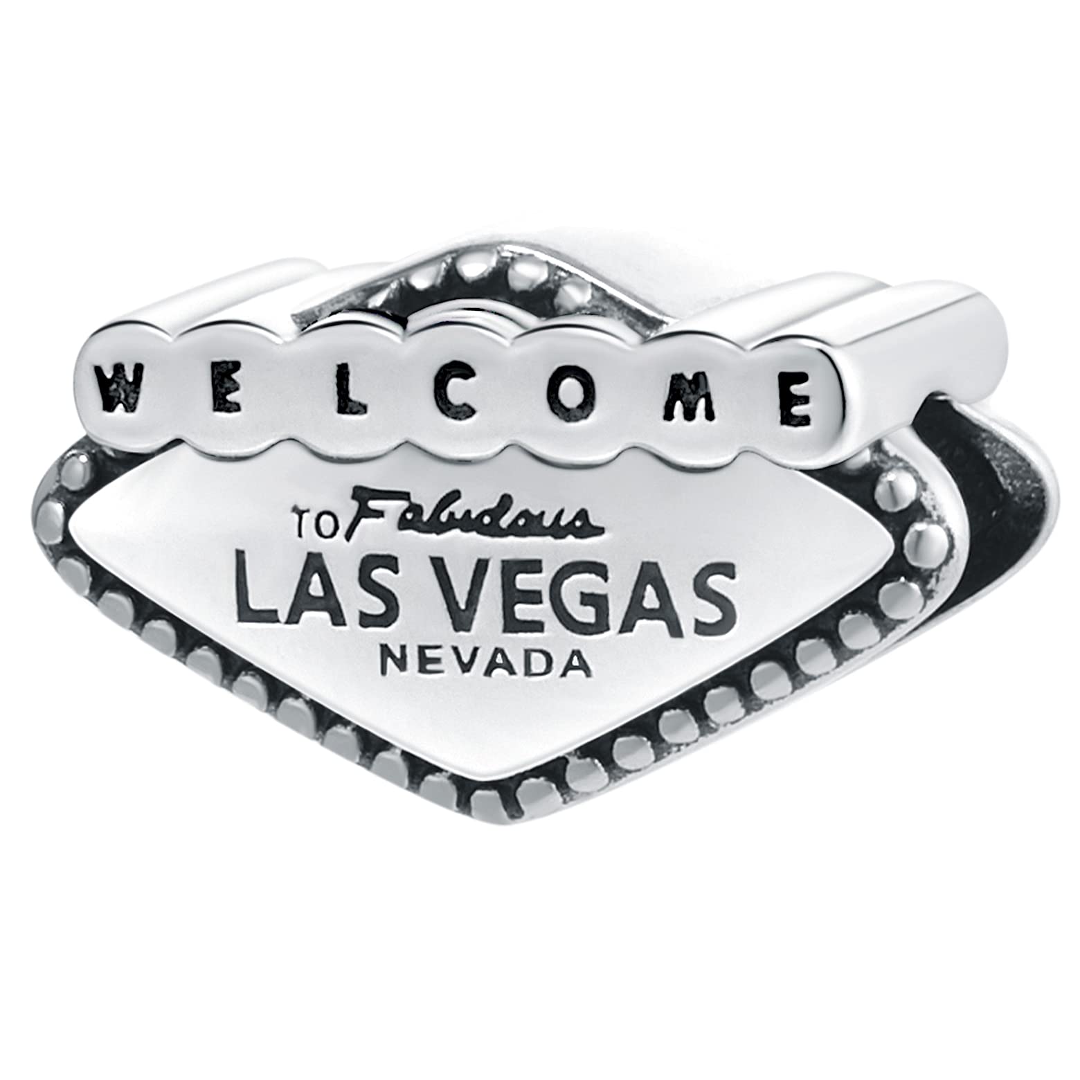 Welcome to Fabulous Las Vegas Nevada Charms, 925 Sterling Silver I Love to Travel Beads, fits Pandora Holiday Bracelet Necklace, Gift for Lover/