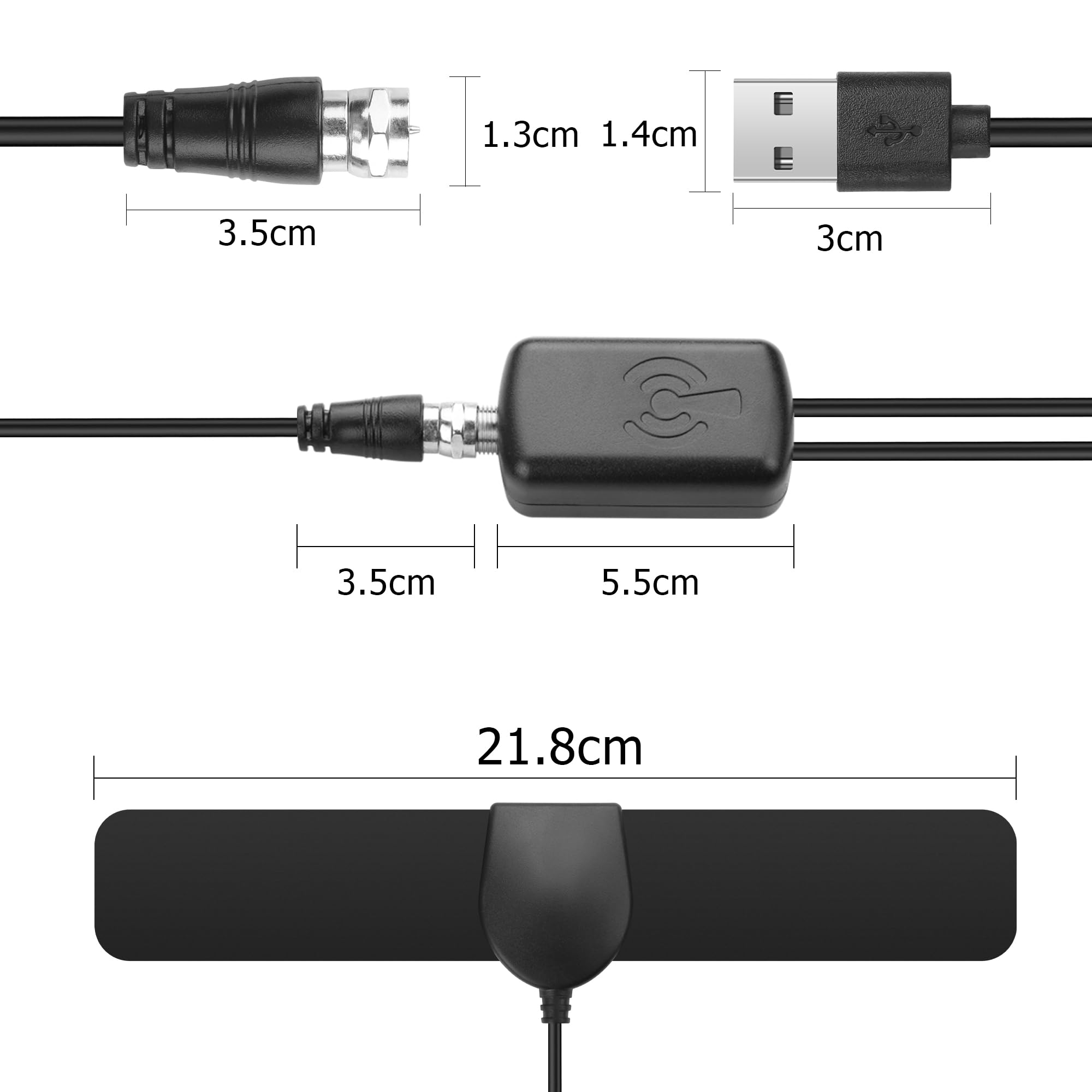 YAODHAOD Antena HDTV do użytku wewnątrz i na zewnątrz - 200 mil - DVB-T/T2 / ATSC/ISDB-T - z 4K Ultra HD - antena cyfrowa ze wzmacniaczem