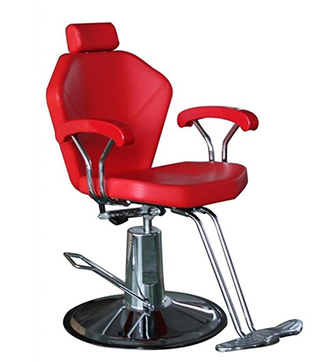 FunnylifeBarber Chair Red Hydraulic with Headrest and Footrest Equipment (red)