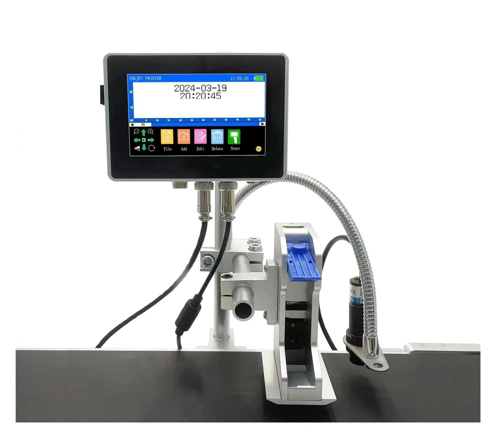 MYUYEE Industrial Online Inkjet Printer 12.7/25.4Mm Nozzle With 4.3Inch Screen Qr Barcode Batch Number Logo Date Printer On Any Surfaces (Multicolored 25.4Mm Without Ink)