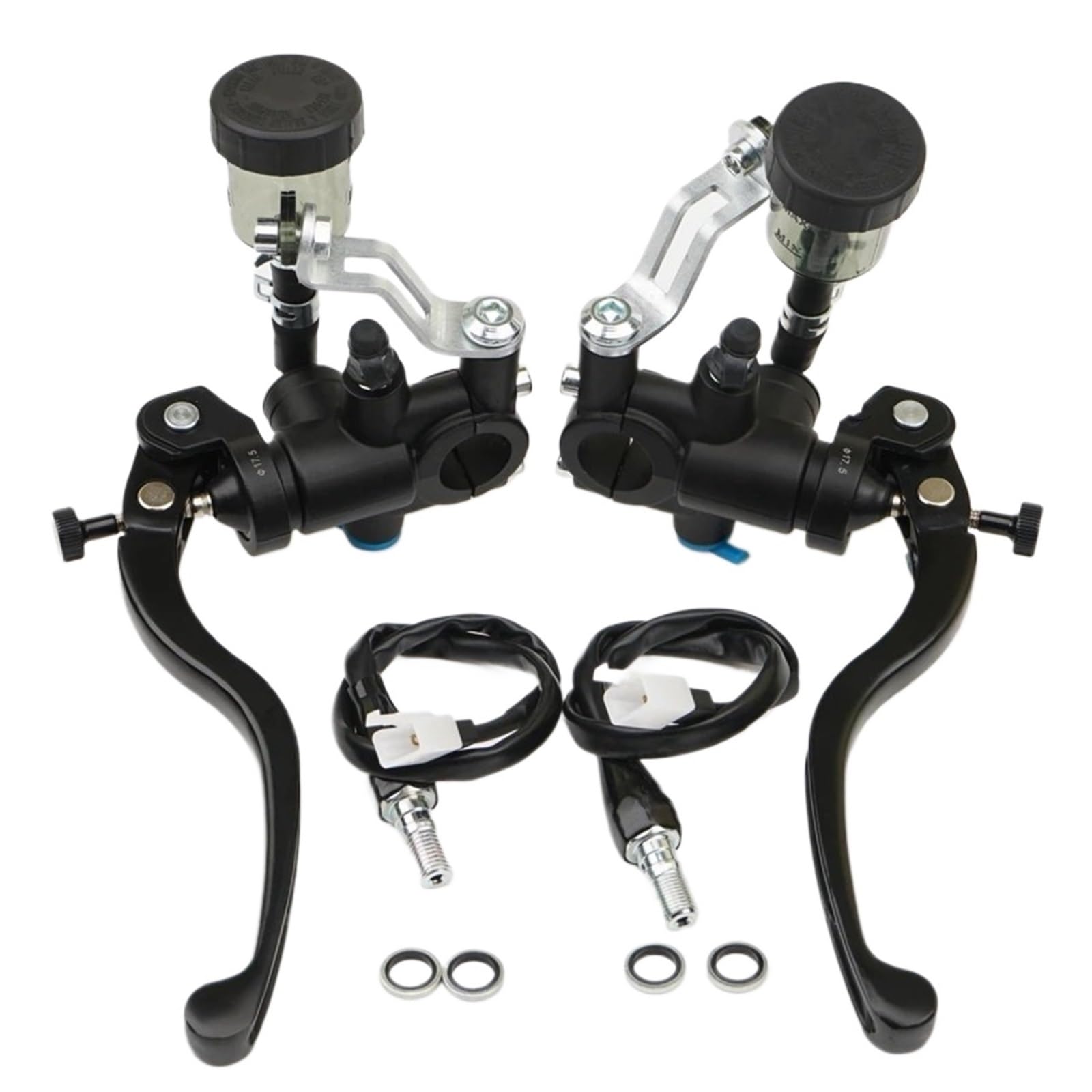 Hsyduhae A Pair Of Black Motorbike Brake Levers Fit For Yamaha For Kawasaki For Suzuki Universal 17.5Mm Brake Clutch Pump Lever Radial Master Cylinder 7/8" 22Mm(A Pair Of Black)