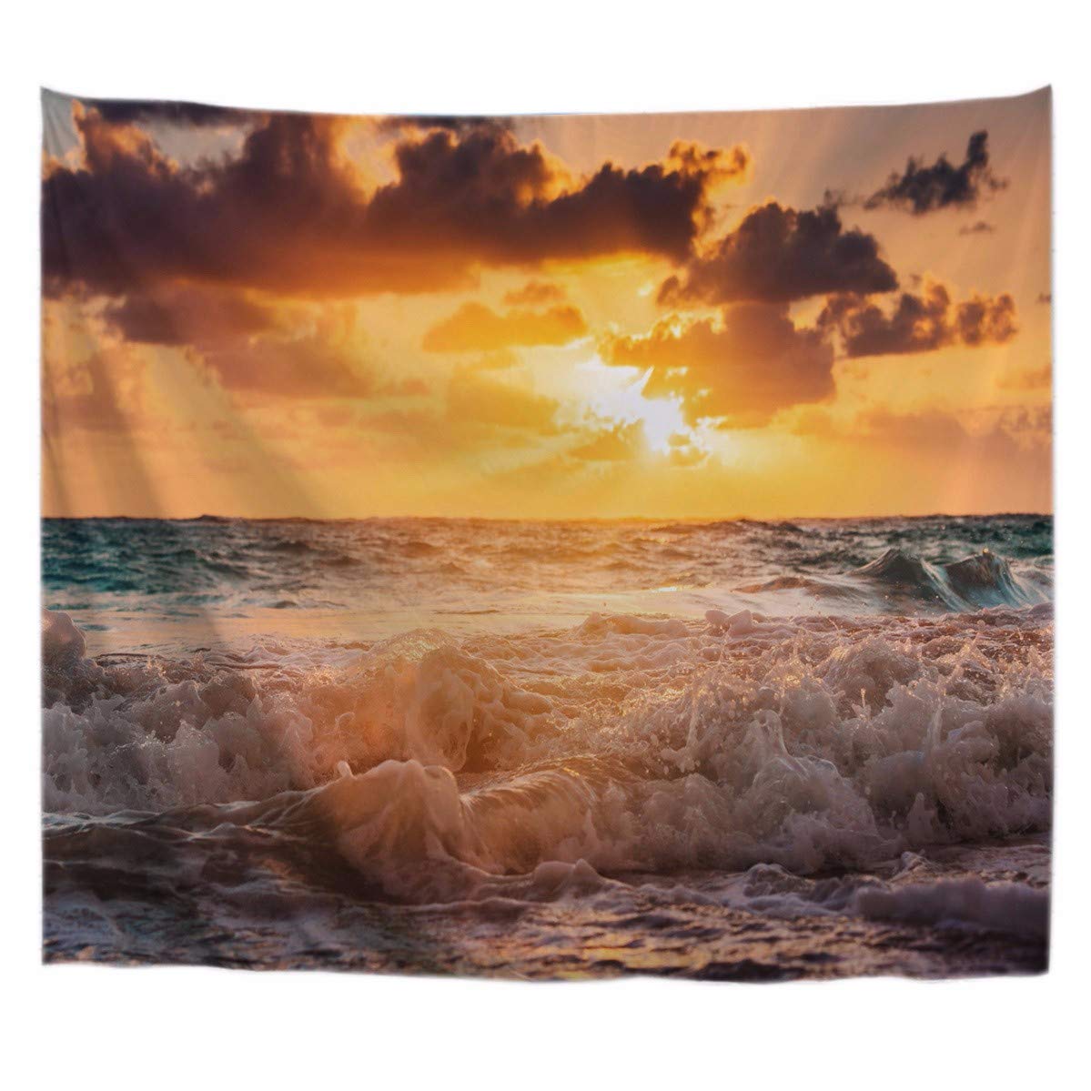 A.Monamour Tropical Dark Green Banana Palm Tree Leaf Plants Themed Print Fabric Tapestry Wall Hangings Blanket Bohemian Bedspread Cover Hippie Beach Towels Bedroom Living Room Dorm 153X102Cm/60"X40" — view 33