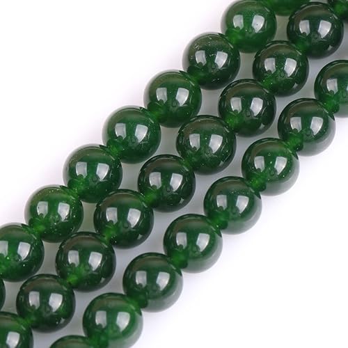 JOE FOREMAN Cuentas redondas de piedra natural de jade de Taiwán verde de 0.394 in para hacer joyas, hebra de 15 pulgadas, piedras semipreciosas,