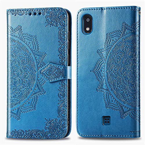 COTDINFORCA LG K20 2019 Case Leather Wallet Flip Magnetic Closure Case LG K20 2019 Phone Case with Card Slots Protective Cover Case for LG K20 2019. SD Mandala - Blue