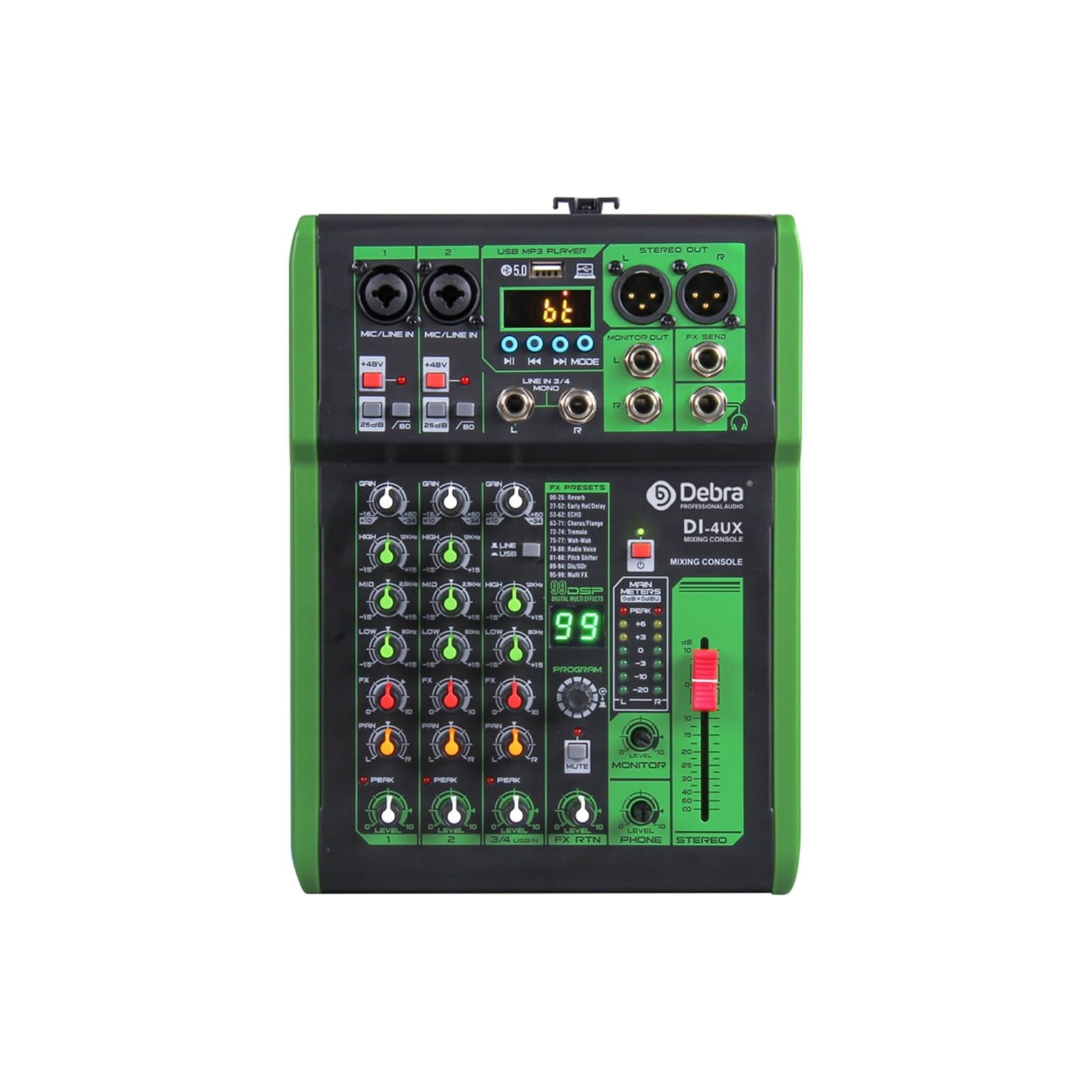 Mikser DJ-ski, Mikser DJ Konsola Z Efektem Cyfrowym 99DSP 48V Phantom Power USB MP3 Do Nagrywania na PC(DI-4UX 4 Channels)
