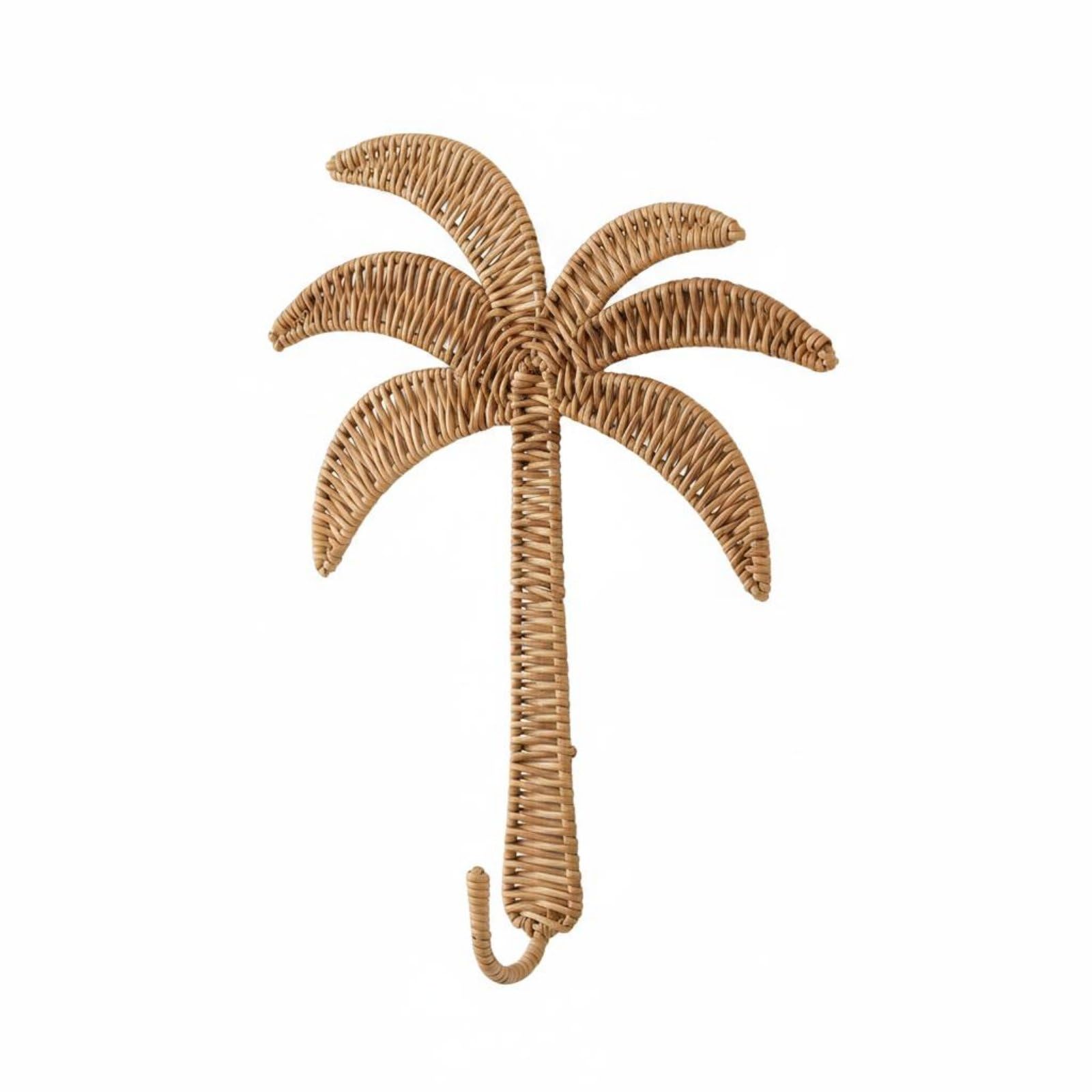Crochet Palmier en Rotin Tressé Naturel, Support Mural Décoratif Style Boho, Décoration Murale en Forme d'Arbre, Porte-Clés et Accessoire Léger, Gain de Place, pour Entrée, Bureau, Chambre