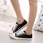 Women's Canvas Low Top Sneakers Lace Up Casual Fashion Shoes