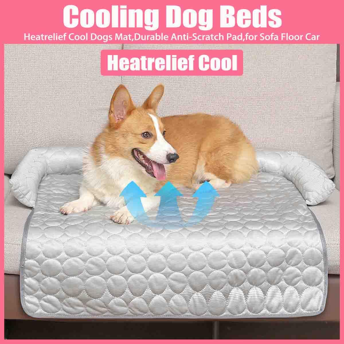 Generico Cuccia Refrigerante Per Cani,Tappetino Refrigerante Per Cani E Gatti,Cuscino Lavabile Con Seta Di Ghiaccio,Per Pupe Estivo,Pieghevole Cuscinetto Antiscivolo Per Divano,Pavimento Auto (Blu-L)
