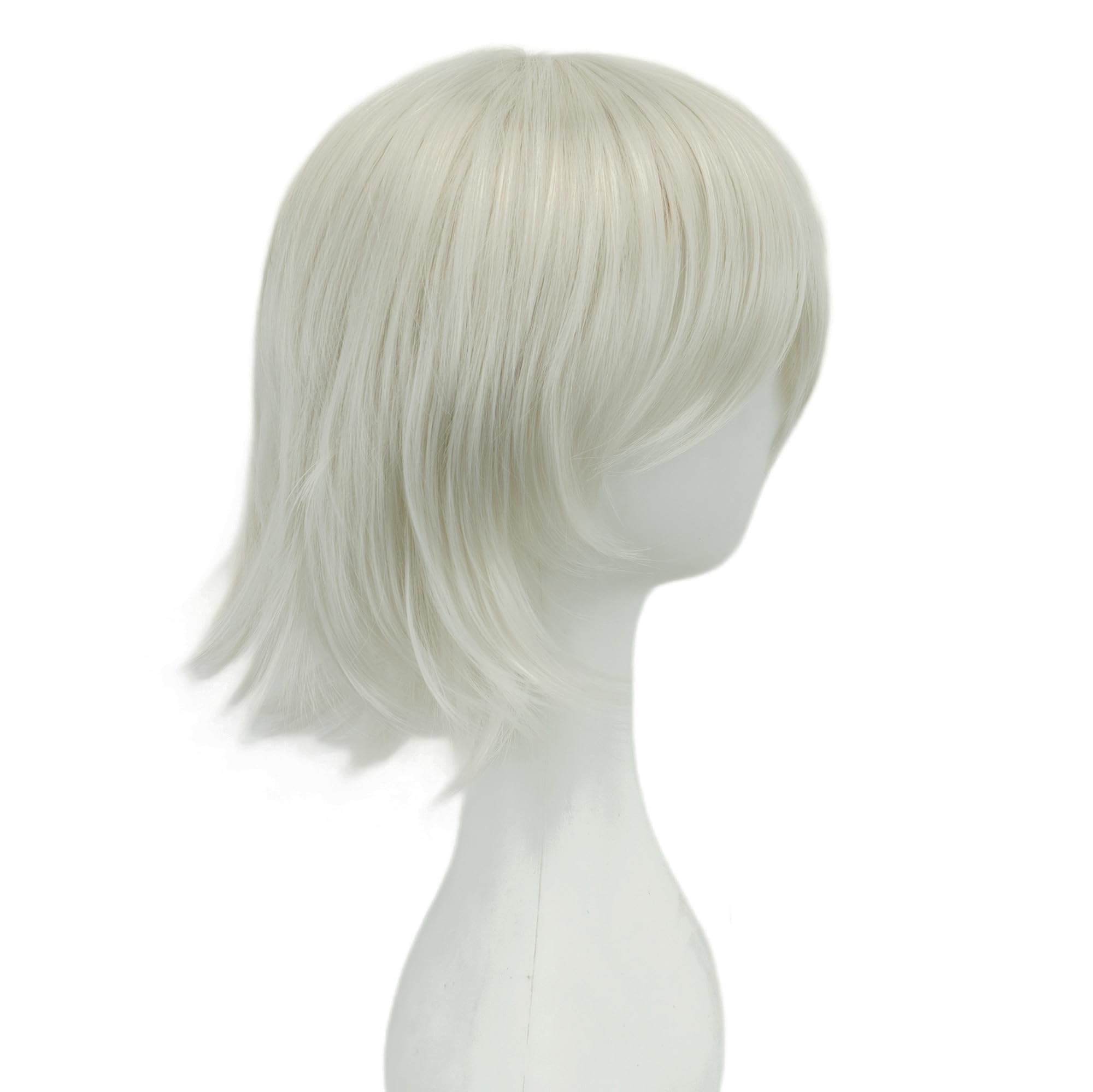 IMISSU Unisex Short Hair Party Wig with Bangs Halloween Costume Wigs (Sliver White) - Image 4