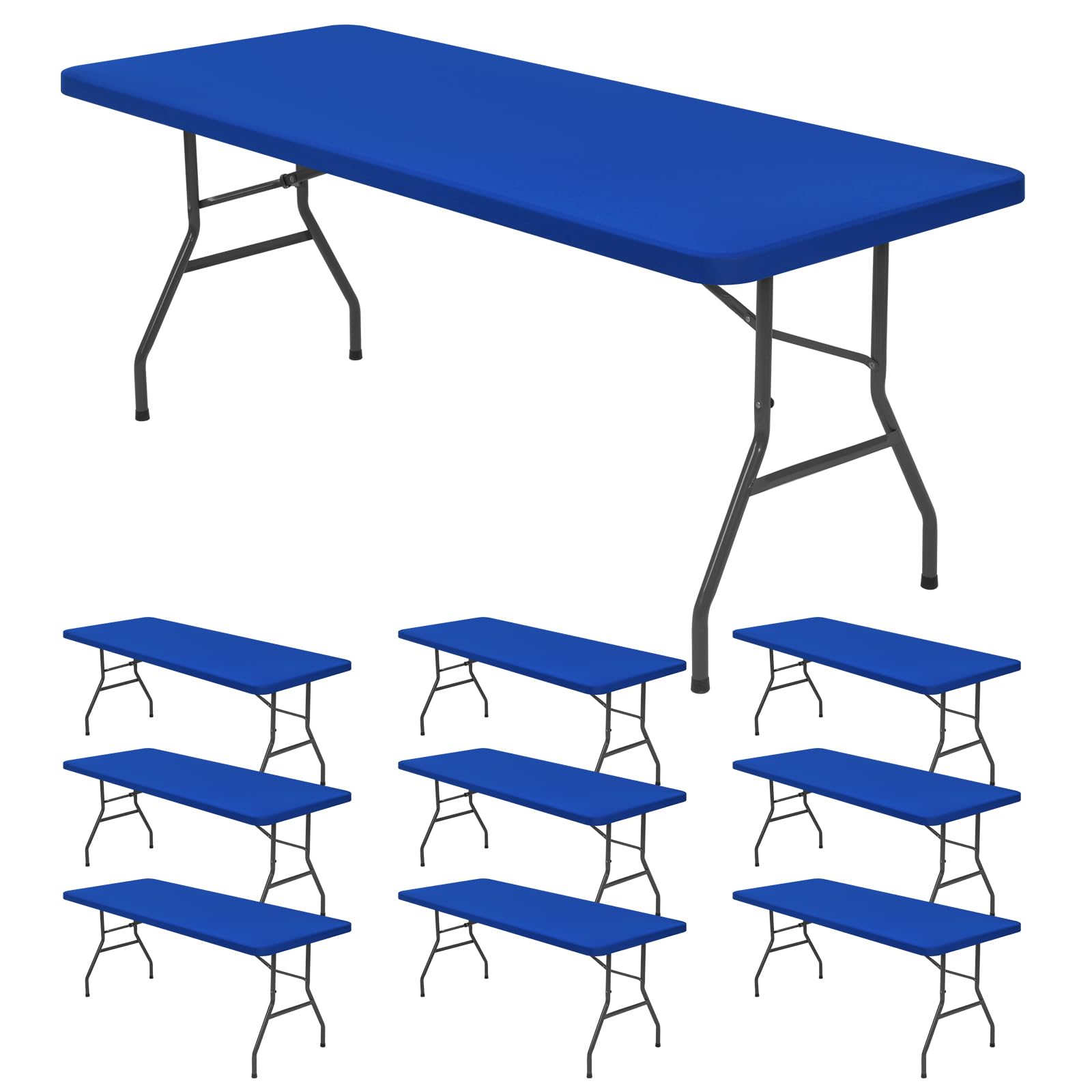 10 Pack Stretch Fabric Table Top Cap Cover, fits 8' Tables, Spandex Table Covers Washable Elastic Rectangle Tablecloth Protector for Indoor Outdoor