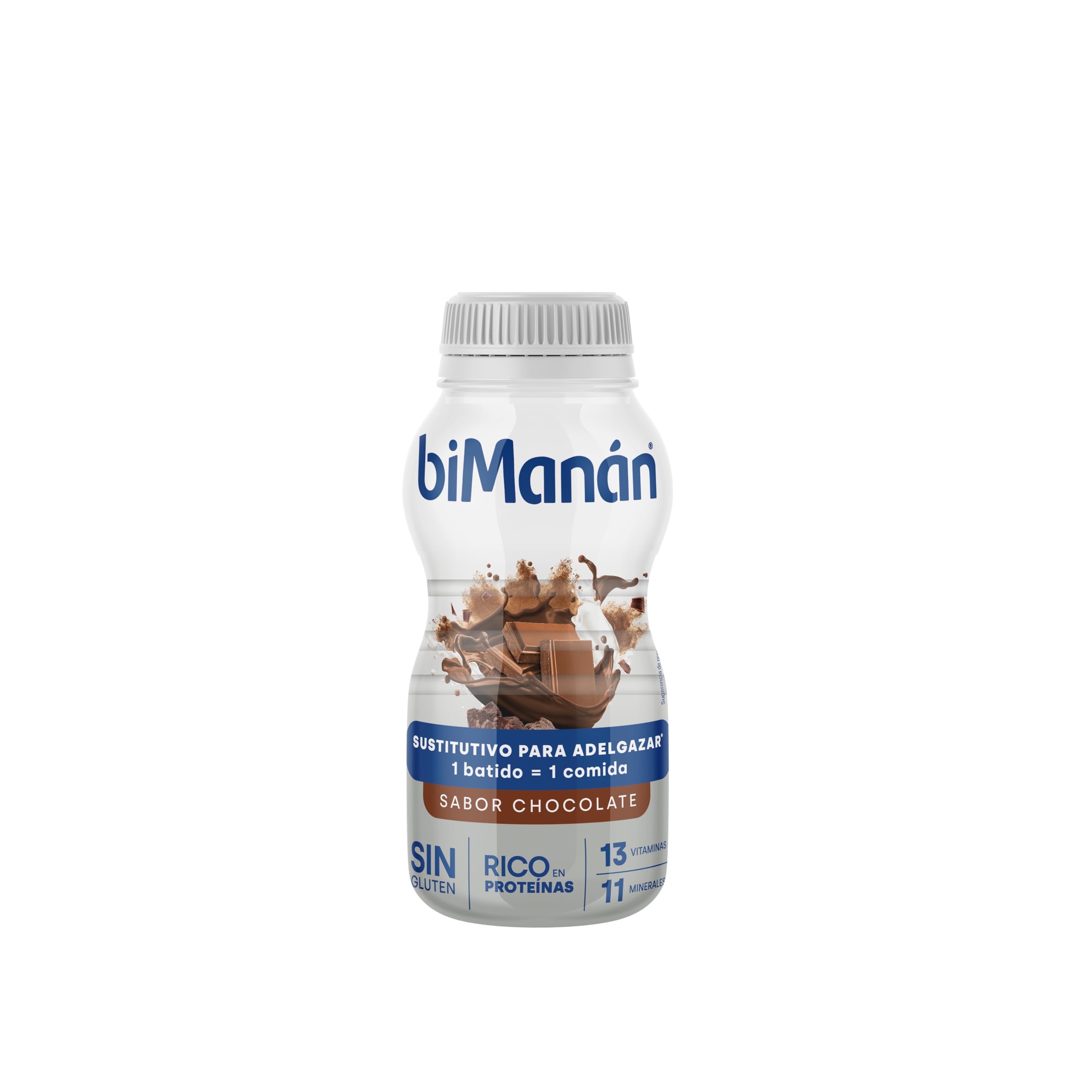 BiManán Batido Sustitutivo de Comidas Chocolate Sin Gluten Proteína Vitaminas Minerales Pack 6 Unidades