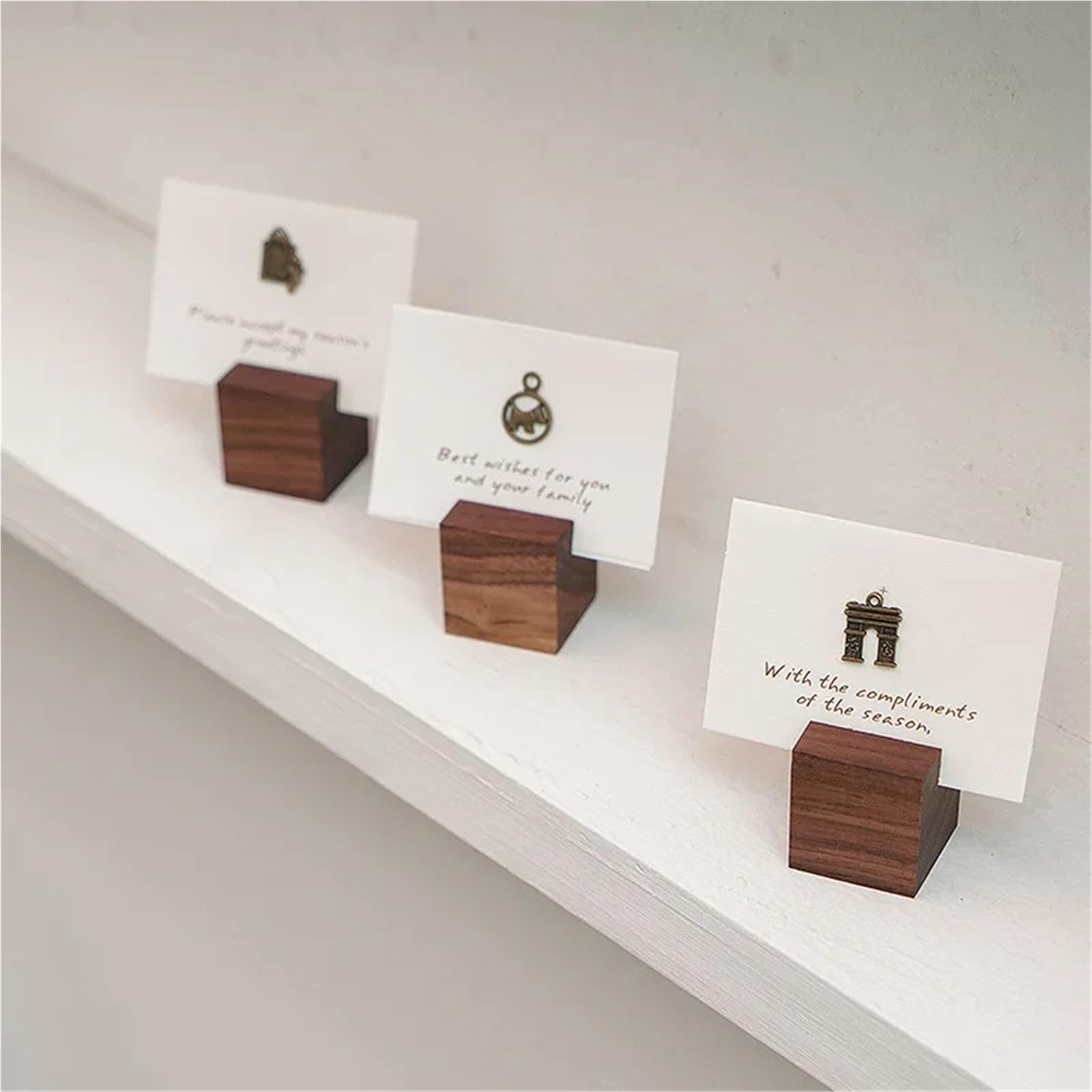2 Stück Massivholz-Notizblock, Preisschild, Hotelmenü, Postkarten-Basis, Ausstellungsstand, Fotokartenhalter, Grußkartenhalter Für Tischplatte(22x80mm)
