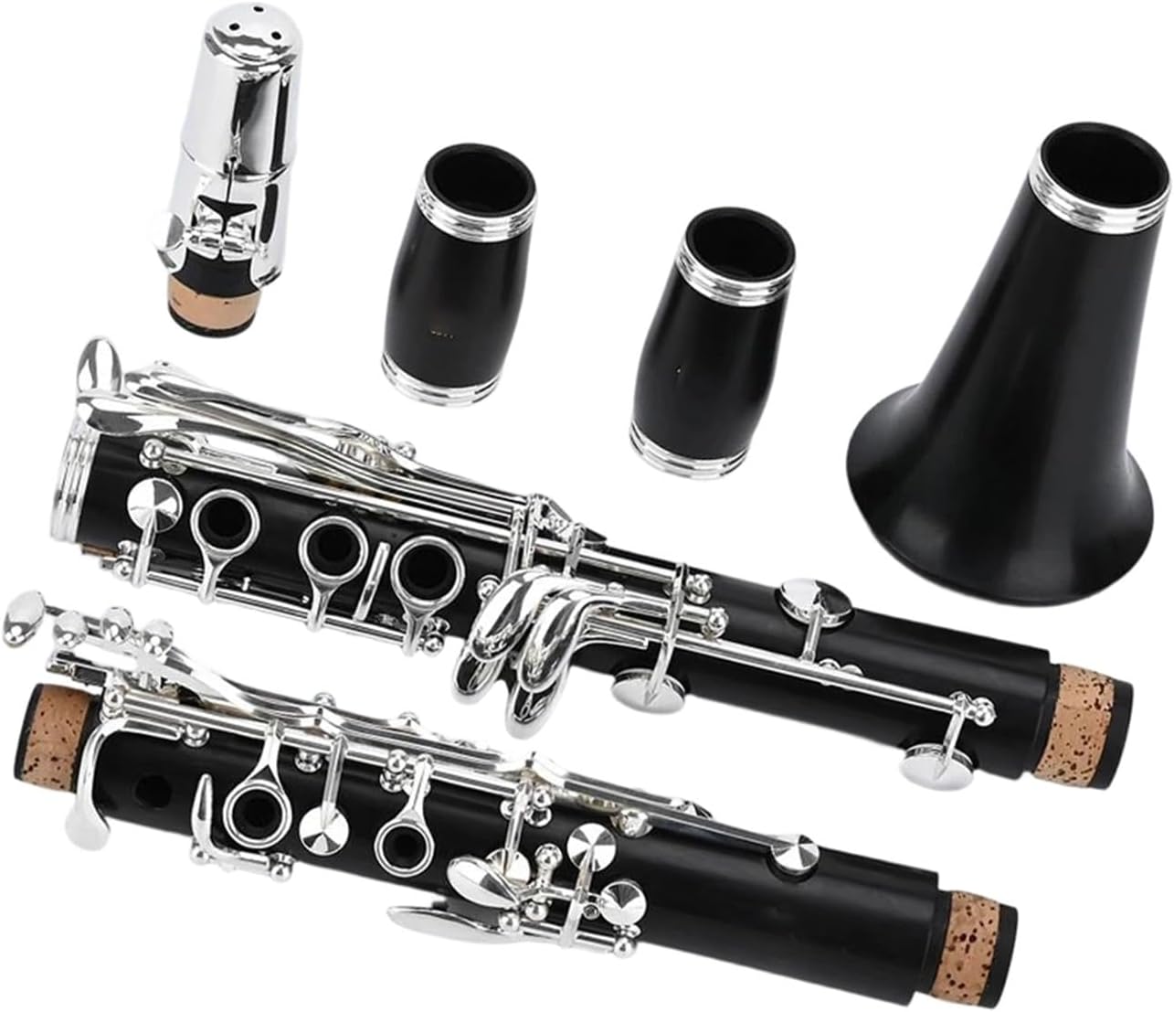 B Flat Clarinet 18 Keys Silver Plated Ebony Material Clarinet Set