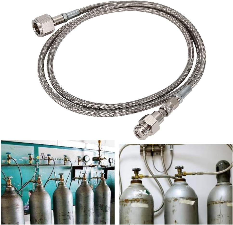 Free Shipping Offer 72 Inch TR21-4 CGA320 Soda Maker Tank Direct Adapter，High Pressure Hose CO2 for Soda Tube to External Tank Direct Adapter (Silver)