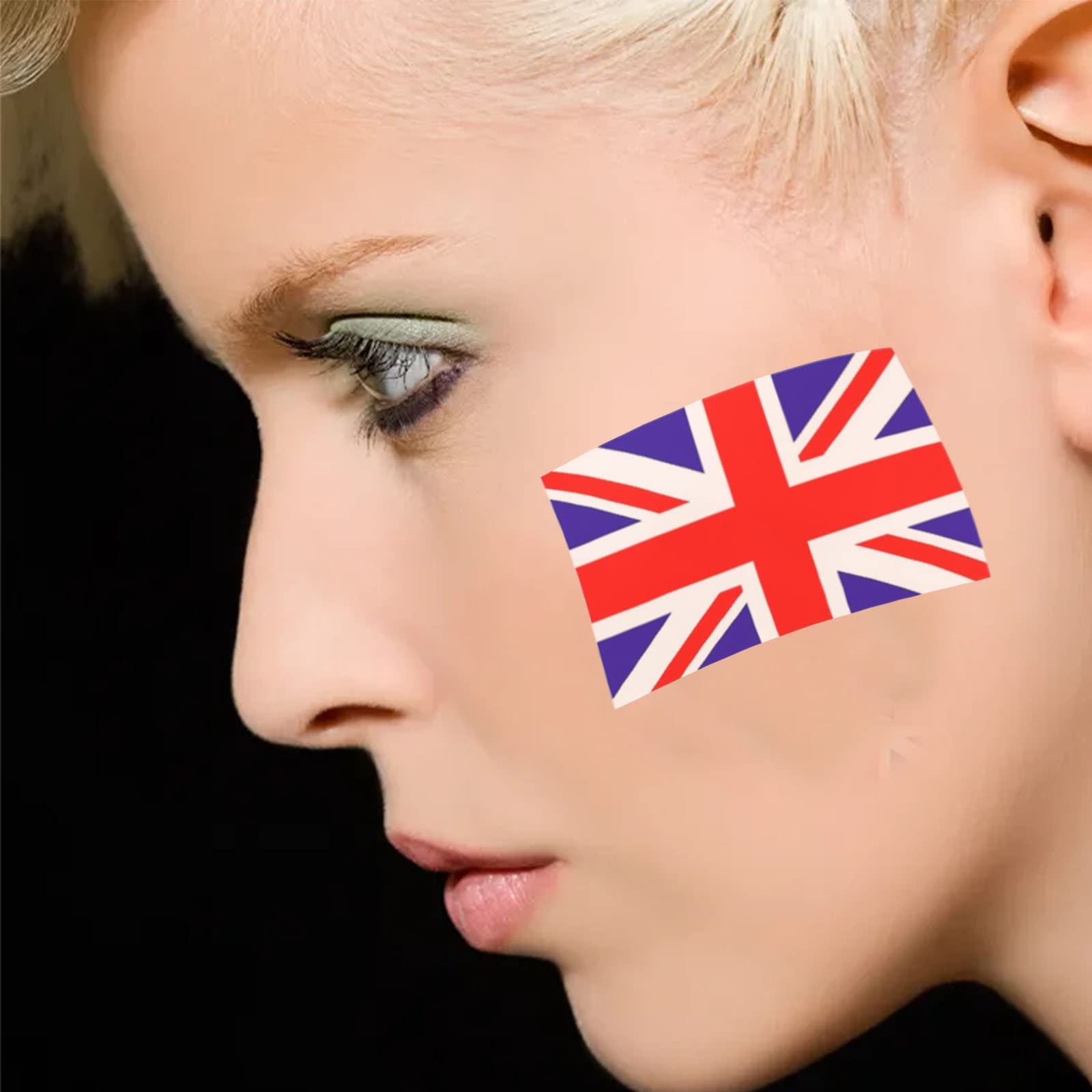 Temporary Face & Body Tattoo Sticker Flag Tattoos for trips pub World Cup Transfer Stickers for St George's Day Football Fan Kids Party Decorations - 5 Pack/20 Tattoos (Great Britain National Flag) - Image 3