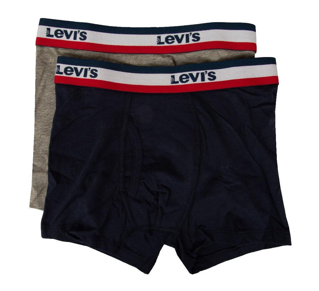 Levi's Boxer Bimbo Maschio Ragazzo Confezione 2 Capi Cotone Elasticizzato Elastico a Vista Articolo 9L0130, GU6 Blue - Grey, 6 Anni