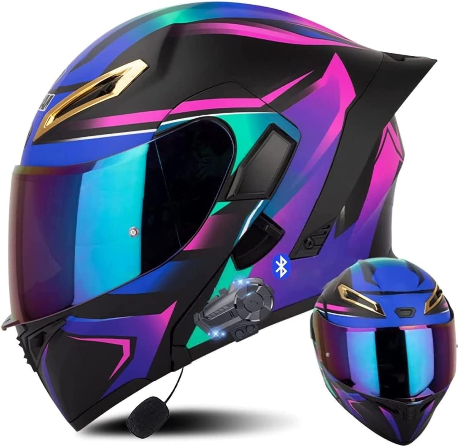 Casque modulable Bluetooth double visière pour éliminer la fatigue visuelle et auditive - 8