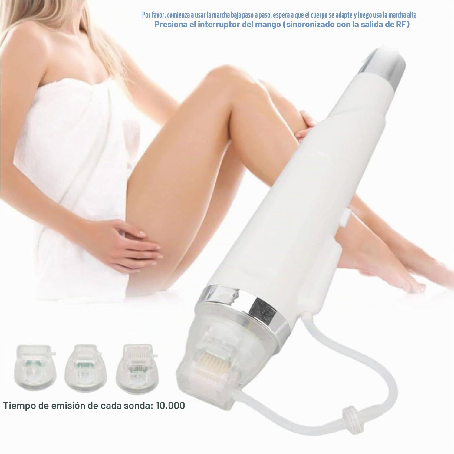 Máquina Microagujas Rf Para Lifting Facial, Reafirmante Piel, Eliminación De Estrías Rejuvenecimiento Piel Con 2 Asas, Para Terapia De Eliminación Arrugas Y Belleza Facial