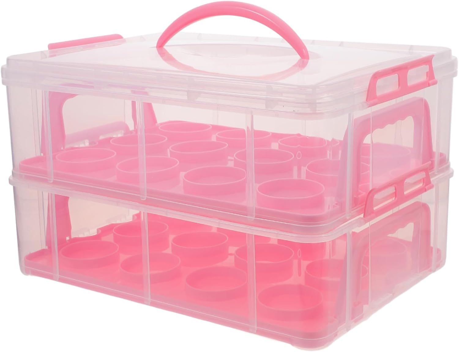 PRETYZOOM Design Multi-layer Cupcake Muffin Carrier Portable Cake Box Handle Airtight Lid Plastic Cake Carrier for Bakery
