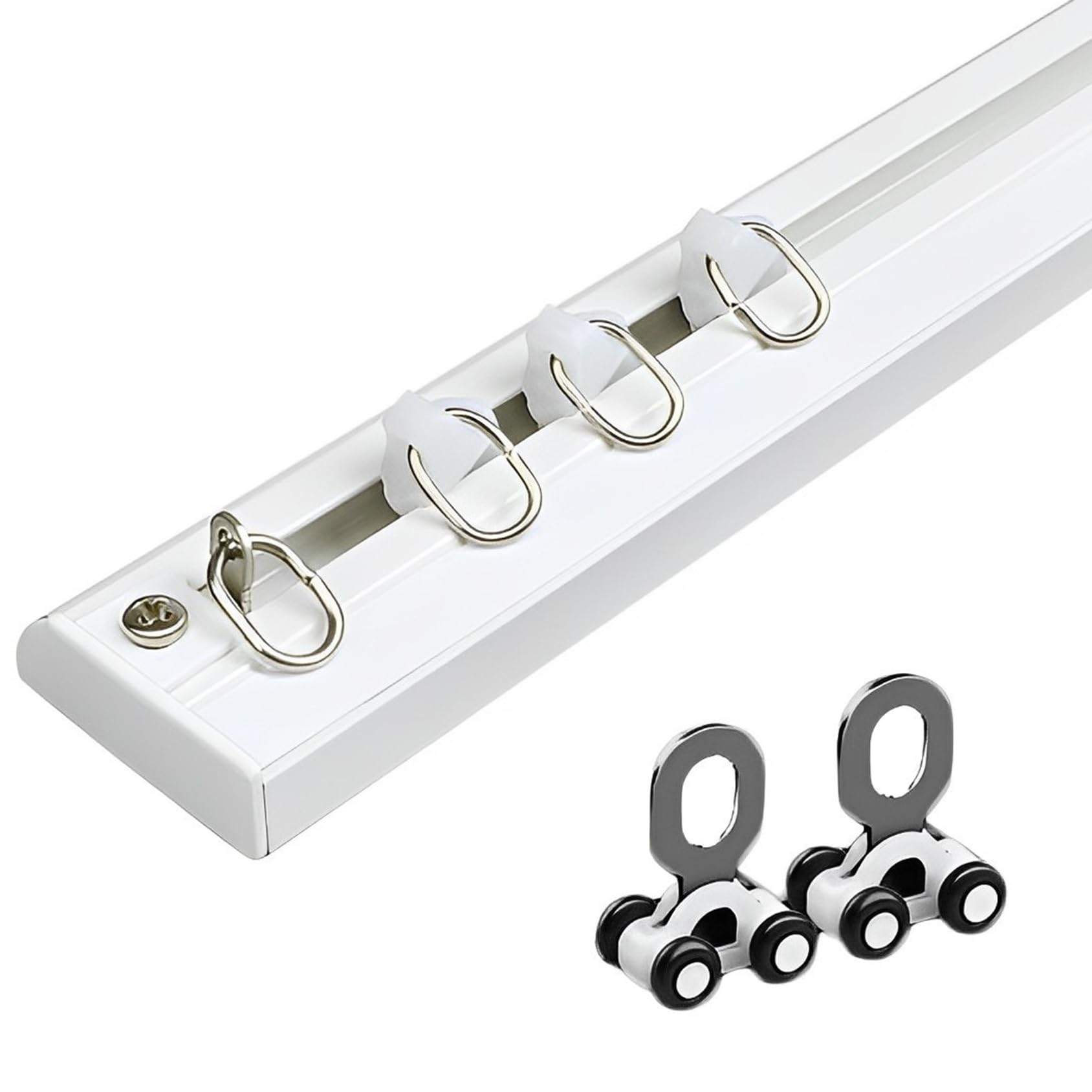 CMJYMX Ceiling Curtain Track 2.3-19.7 FT Long, Ultra-thin Ceiling Track For Curtains, Aluminum Straight Curtain Rail Room Divider With Track, Roller, Installation Hardware(White,11.2FT/340CM)
