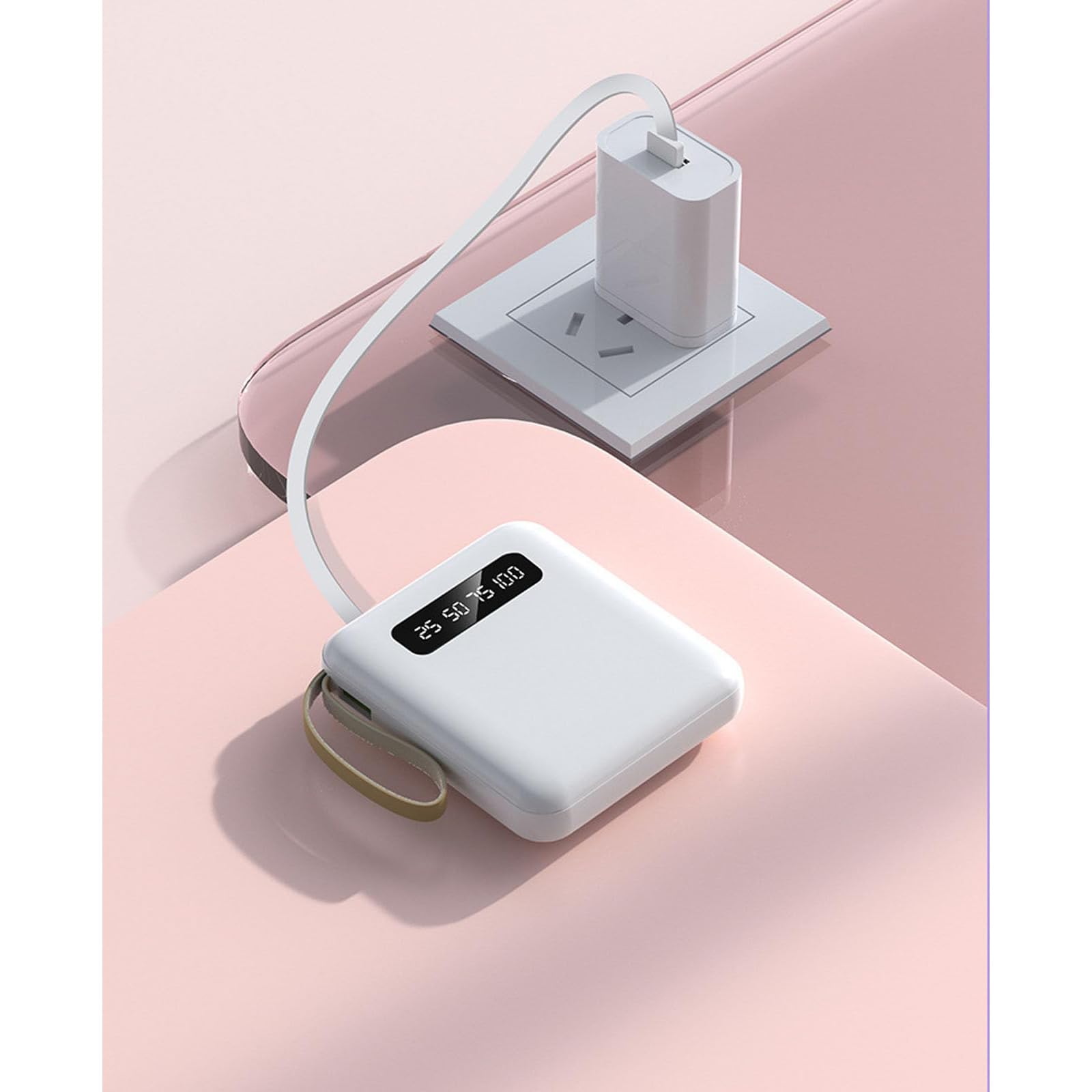 Caricabatterie Portatile Power Bank 20000 mAh con Display, Ricarica Rapida, Power Bank con Ricarica Rapida per Telefono Cellulare, Alimentazione Mobile A 4 Cavi,Viola