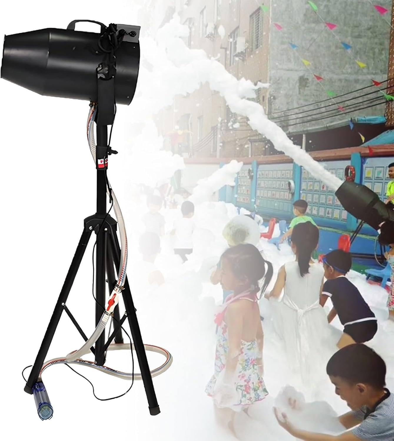 Stage Jet Foam Making Machine, Foam Machine For Outdoor Parties, Commercial Stage Foam Machine, High Power Stage Effect, With A Tripod Stand, 1000W Motor, For Wedding Bars Party Activities Black